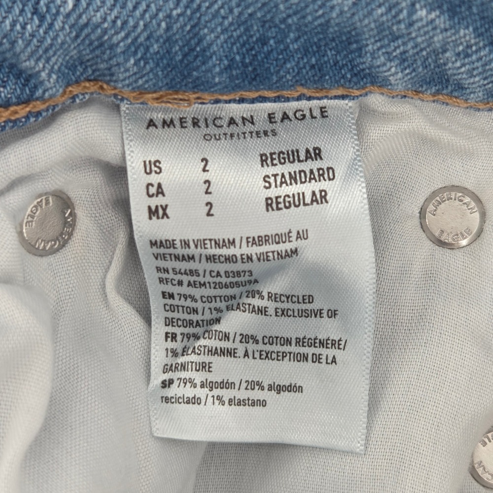 American Eagle Straight Jeans 26 Light Blue Super High Rise Stretch - Picture 8 of 8